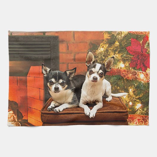 Kerstmis van Chihuahua Theedoek (Horizontaal)