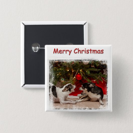 Kerstmis van Chihuahua Vierkante Button 5,1 Cm (Voorkant /achterkant)