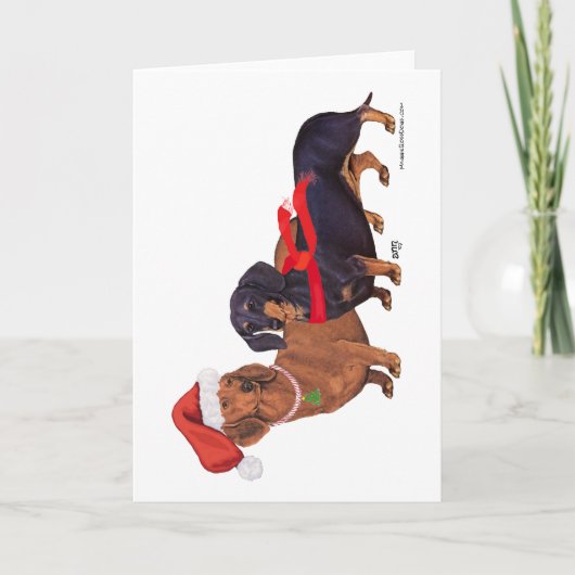 Kerstmis van Dachshonden Feestdagen Kaart (Voorkant)