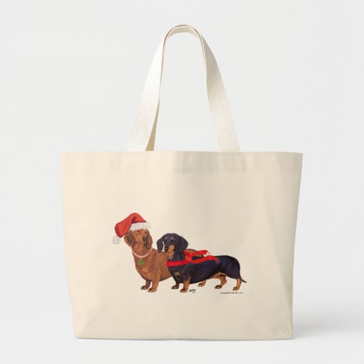 Kerstmis van Dachshonden Grote Tote Bag (Voorkant)