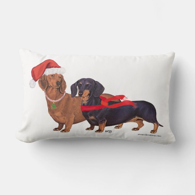 Kerstmis van dachshonden kussen (Voorkant)