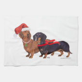 Kerstmis van dachshonden theedoek (Horizontaal)