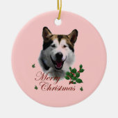 Kerstmis van de Alaskan Malamute Keramisch Ornament (Voorkant)