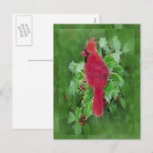 Kerstmis van de Bes van de Hulst van de Vogel van Feestdagenkaart (Voorkant / Achterkant)