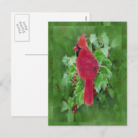 Kerstmis van de Bes van de Hulst van de Vogel van Feestdagenkaart (Voorkant / Achterkant)