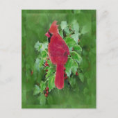 Kerstmis van de Bes van de Hulst van de Vogel van Feestdagenkaart (Voorkant)