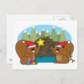Kerstmis van de bever feestdagenkaart (Voorkant / Achterkant)
