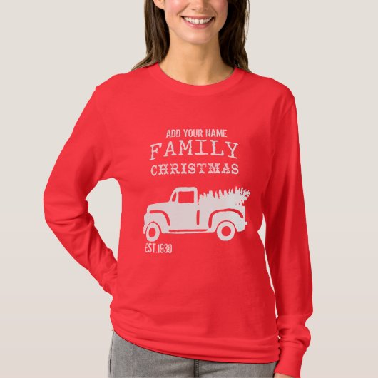 Kerstmis van de boerenfamilie | Personaliseer het! T-shirt (Voorkant)