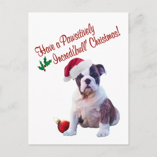 Kerstmis van de buldog wenst Briefkaart (Voorkant)