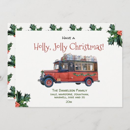 Kerstmis van de Bus van Kerstmis van de hulst heel Feestdagenkaart (Voorkant / Achterkant)