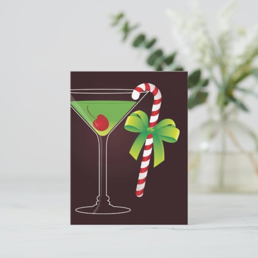 Kerstmis van de Cocktail van het Riet van het Feestdagenkaart (Staand voorkant)