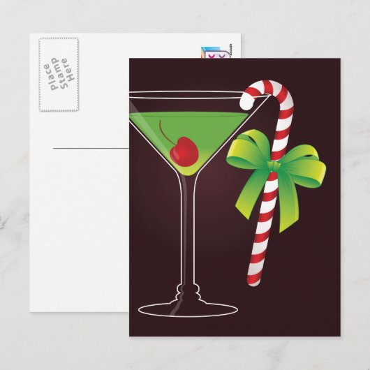 Kerstmis van de Cocktail van het Riet van het Feestdagenkaart (Voorkant / Achterkant)
