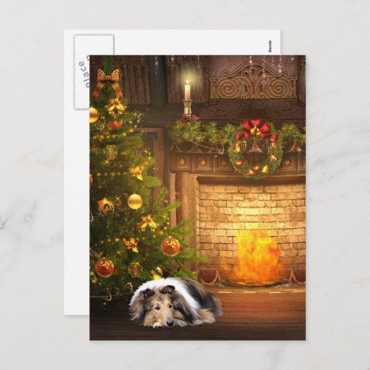 Kerstmis van de collie feestdagenkaart (Voorkant / Achterkant)