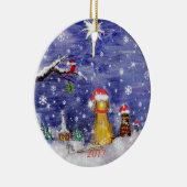 Kerstmis van de dieren 2017 keramisch ornament (Rechts)