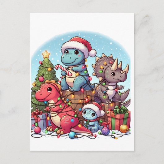 Kerstmis van de dinosauriërs , briefkaart (Voorkant)
