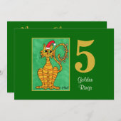 Kerstmis van de Douane van de Kat van vijf Gouden Feestdagenkaart (Voorkant / Achterkant)