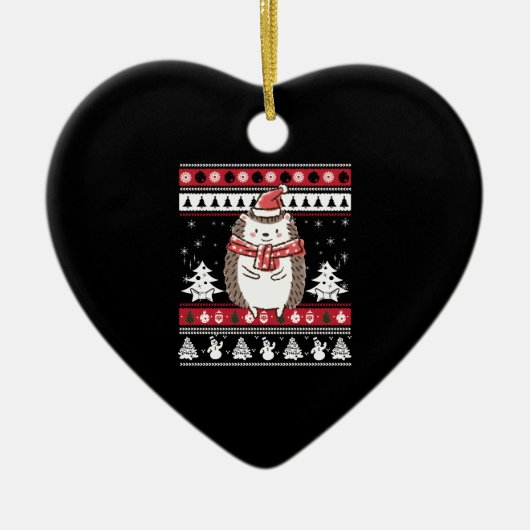 Kerstmis van de egel keramisch ornament (Voorkant)