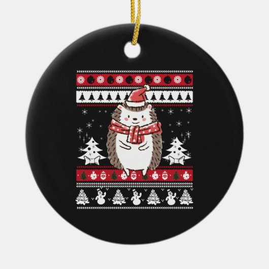 Kerstmis van de egel  keramisch ornament (Voorkant)