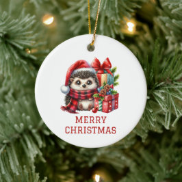 Kerstmis van de egel keramisch ornament