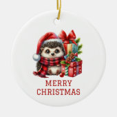 Kerstmis van de egel keramisch ornament (Voorkant)