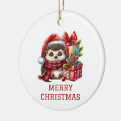 Kerstmis van de egel keramisch ornament (Links)