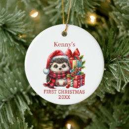 Kerstmis van de egel keramisch ornament