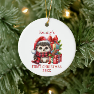 Kerstmis van de egel keramisch ornament