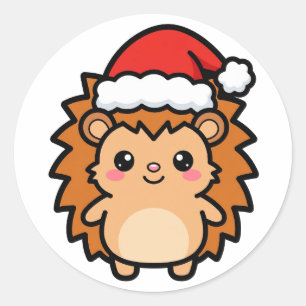 Kerstmis van de egel ronde sticker
