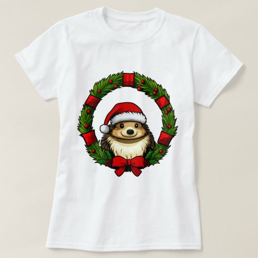 Kerstmis van de egel t-shirt (Design voorkant)