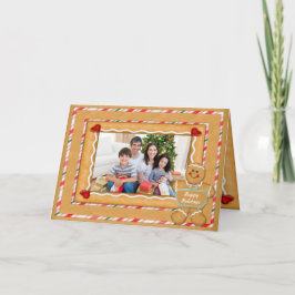 Kerstmis van de Foto van de peperkoek Man Gevouwen Feestdagen Kaart