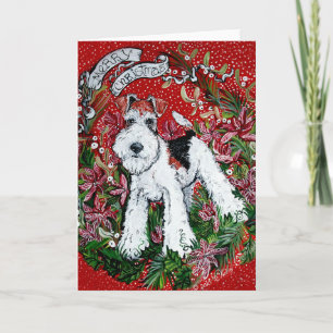 Kerstmis van de Fox-terrier van de draad Feestdagen Kaart
