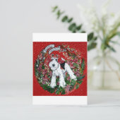 Kerstmis van de Fox-terrier van de draad Feestdagenkaart (Staand voorkant)