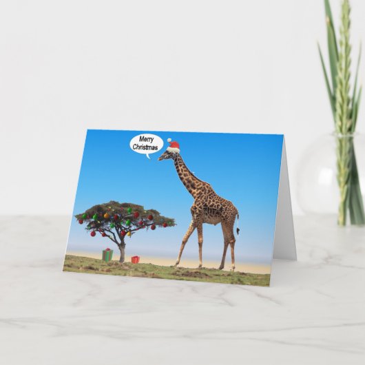 Kerstmis van de Giraffe Feestdagen Kaart (Voorkant)