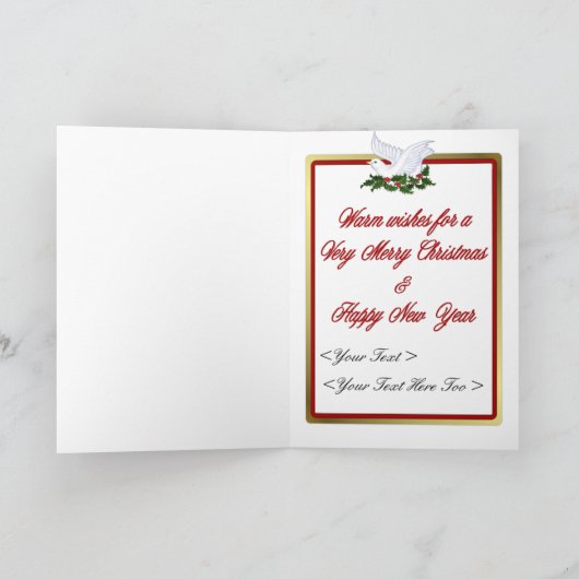 Kerstmis van de hulst en van de Duif Feestdagen Kaart (Binnen)