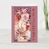 Kerstmis van de Jugendstil Feestdagen Kaart (Voorkant)