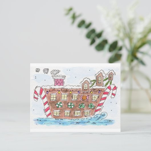 Kerstmis van de kerstman "van de Boot" Feestdagenkaart (Staand voorkant)