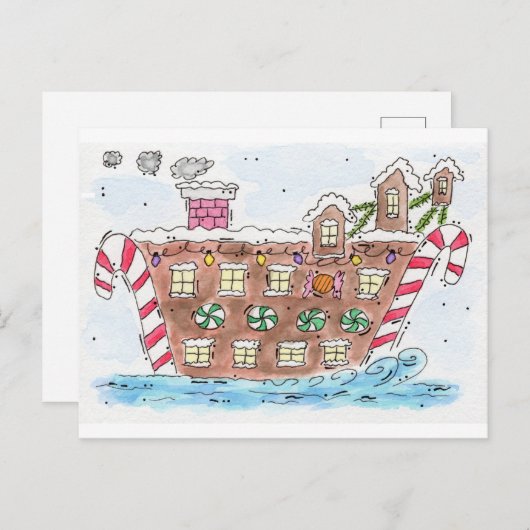 Kerstmis van de kerstman "van de Boot" Feestdagenkaart (Voorkant / Achterkant)