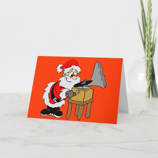 Kerstmis van de Kerstman van de platenspeler Feestdagen Kaart (Voorkant)