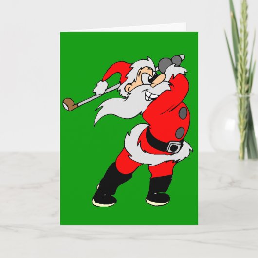 Kerstmis van de Kerstman van Golfing Feestdagen Kaart (Voorkant)