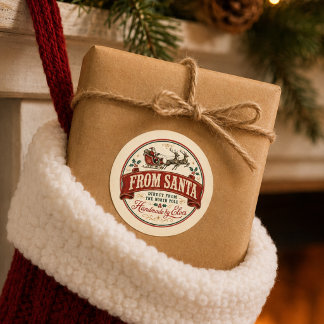 Kerstmis van de Kerstman Vintage Cadeaubijsluiter Ronde Sticker
