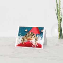 Kerstmis van de kikker, Klatergoud, veren, Feestdagen Kaart