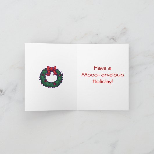 Kerstmis van de koe feestdagen kaart (Binnen)