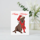 Kerstmis van de Labrador van de chocolade Feestdagenkaart (Staand voorkant)