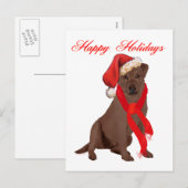 Kerstmis van de Labrador van de chocolade Feestdagenkaart (Voorkant / Achterkant)