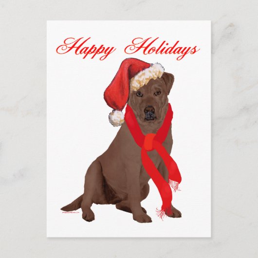 Kerstmis van de Labrador van de chocolade Feestdagenkaart (Voorkant)