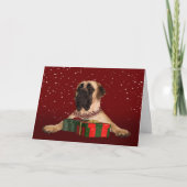 Kerstmis van de mastiff feestdagen kaart (Voorkant)