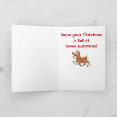 Kerstmis van de nicht met Rendier Met een rode Feestdagen Kaart (Binnen)
