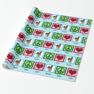 Kerstmis van de Paarden van de Liefde van de vrede Cadeaupapier