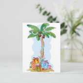 Kerstmis van de palm met giften feestdagenkaart (Staand voorkant)