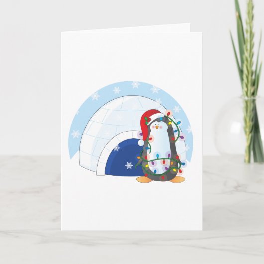 Kerstmis van de pinguïn feestdagen kaart (Voorkant)